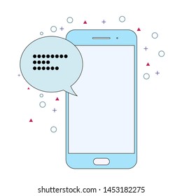 smartphone icon vector, mobile illustration, bubbles chat illustration, sign and symbol for app, smartphone on pattern background.