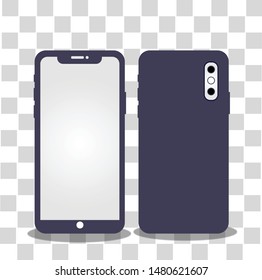 Smartphone icon vector, mobile Illustration. Cellphone frame with blank display isolated templates, phone different angles views. Vector mobile device concept