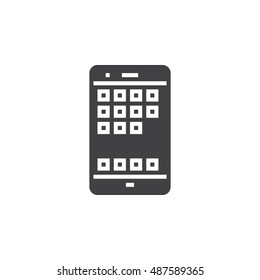 Smartphone icon vector, mobile phone solid logo illustration, pictogram isolated on white