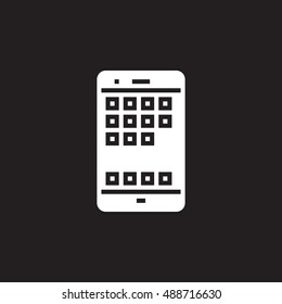 Smartphone icon vector, mobile phone solid logo illustration, pictogram isolated on black