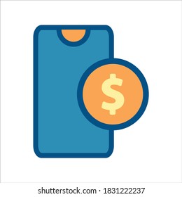 smartphone icon vector. smartphone with money icon .flat design style icon vector concept
