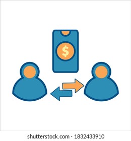 smartphone icon vector. smartphone with money and user icon .flat design style financial icon vector concept
