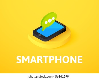 Smartphone icon, vector symbol in flat isometric style isolated on color background