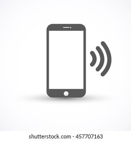 Smartphone  icon with waves vector isolated on white background for your design, logo, application, presentation, UI
