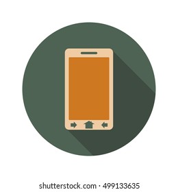 Smartphone icon. Web Icon in Flat Design with Long Shadows