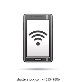 Smartphone icon with wi fi icon. Vector illustration.