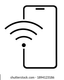 Smartphone icon with wifi sign. Modern digital technologies of control and communication. Black and white vector