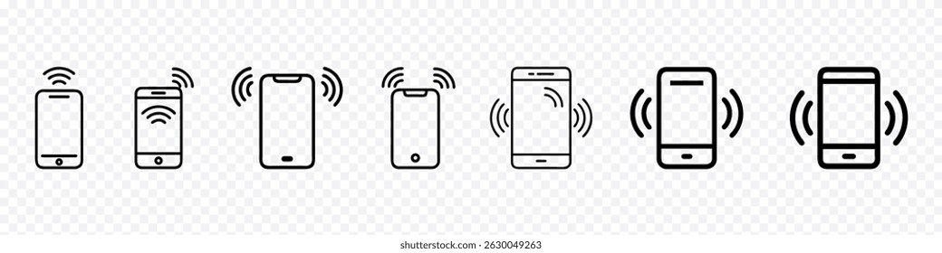Smartphone Icon with Wireless Signal Waves Representing Mobile Internet Connectivity, Wireless Data Transfer, Cellular Network Access, Online Communication, smartphone with wireless signal icon