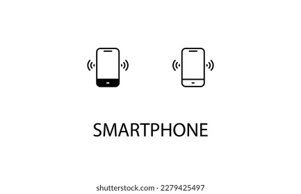 Smartphone icons with 2 styles outline icon, glyph icon, vector stock