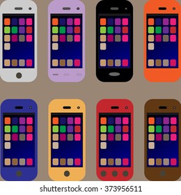 smart-phone icons colored set 