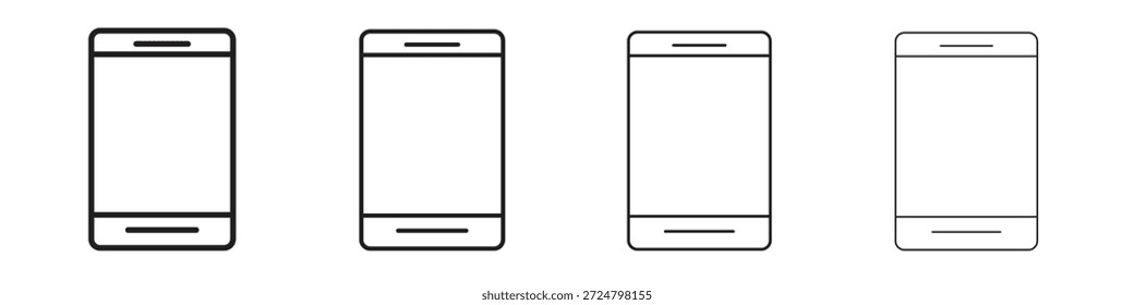 Iconos de teléfono inteligente línea de colección de Vector. Icono de Vector perfecto de píxeles