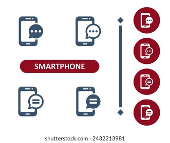 Smartphone Icons. Mobile Phone, Telephone, Phone Call, Text Message, Chat Bubble, Speech Bubble, Texting Icon. Professional, 32x32 pixel perfect vector icon.