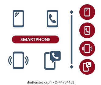 Smartphone-Symbole. Mobiltelefon, Telefon, Telefonanruf, Klingelsymbol. Professionelles Symbol für perfekte Vektorgrafik mit 32 x 32 Pixeln.