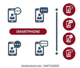 Smartphone-Symbole. Mobiltelefon, Telefon, Telefonanruf, Video-Anruf, Streaming, Streamer, Video-Symbol. Professionelles Symbol für perfekte Vektorgrafik mit 32 x 32 Pixeln.