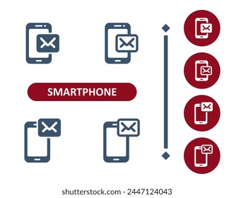 Smartphone-Symbole. Mobiltelefon, Telefon, E-Mail, E-Mail, Umschlag, Nachricht, SMS, SMS-Symbol. Professionelles Symbol für perfekte Vektorgrafik mit 32 x 32 Pixeln.