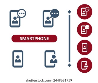 Smartphone-Symbole. Mobiltelefon, Telefon, Telefonanruf, Video-Anruf, Streaming, Streamer, MAN-Symbol. Professionelles Symbol für perfekte Vektorgrafik mit 32 x 32 Pixeln.