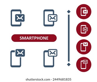 Smartphone-Symbole. Mobiltelefon, Telefon, E-Mail, E-Mail, Umschlag, Nachricht, SMS, SMS-Symbol. Professionelles Symbol für perfekte Vektorgrafik mit 32 x 32 Pixeln.