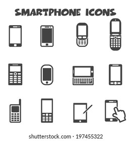 smartphone icons, mono vector symbols