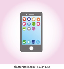 Smartphone with icons on the screen 