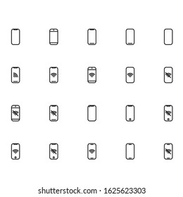 smartphone icons in outline style