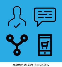 smartphone icons set with chat, share and phone e commerce vector set