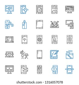 smartphone icons set. Collection of smartphone with mobile phone, computer, graphic tablet, tablet, portable, laptop, pc. Editable and scalable smartphone icons.