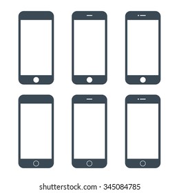 smartphone icons set in glyph design style isolated on white background. grey mobile phone symbols. stock vector illustration