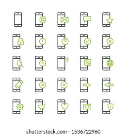 Smartphone Icons. Set of Icons on a White Background. 