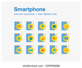 Smartphone Icons Set. UI Pixel Perfect Well-crafted Vector Thin Line Icons. The illustrations are a vector.