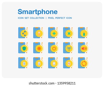 Smartphone Icons Set. UI Pixel Perfect Well-crafted Vector Thin Line Icons. The illustrations are a vector.