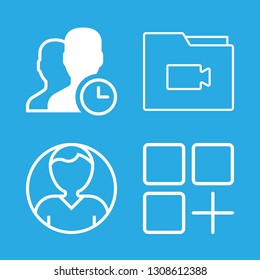 smartphone icons set with video folder, app and user vector set