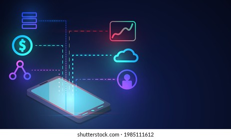 Smartphone with icons of various web services