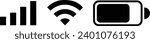 Smartphone Icons for WIFI, BATTER and SIGNAL. Black and white use for illustration smartphones