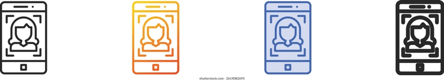 smartphone icon.Thin Linear, Gradient, Blue Stroke and bold Style Design Isolated On White Background