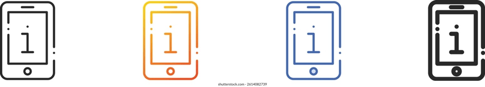 smartphone icon.Thin Linear, Gradient, Blue Stroke and bold Style Design Isolated On White Background