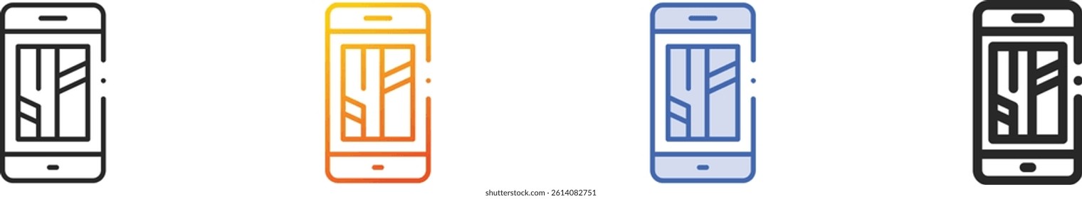 smartphone icon.Thin Linear, Gradient, Blue Stroke and bold Style Design Isolated On White Background