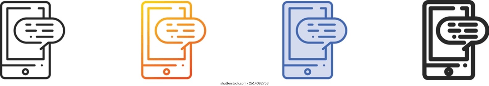 smartphone icon.Thin Linear, Gradient, Blue Stroke and bold Style Design Isolated On White Background