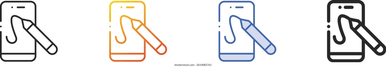 smartphone icon.Thin Linear, Gradient, Blue Stroke and bold Style Design Isolated On White Background