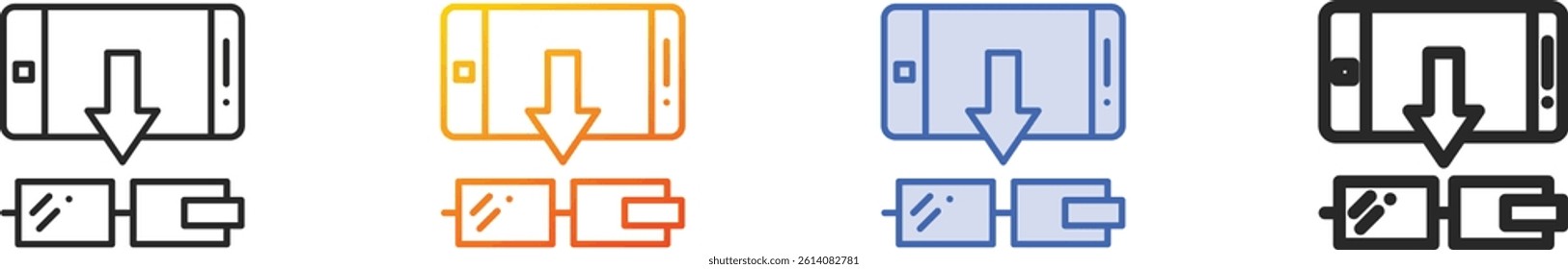 smartphone icon.Thin Linear, Gradient, Blue Stroke and bold Style Design Isolated On White Background