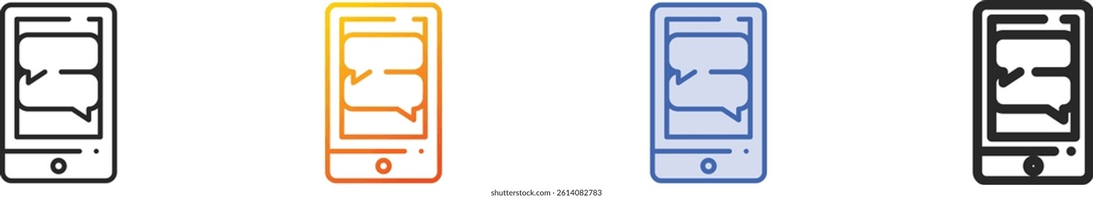 smartphone icon.Thin Linear, Gradient, Blue Stroke and bold Style Design Isolated On White Background