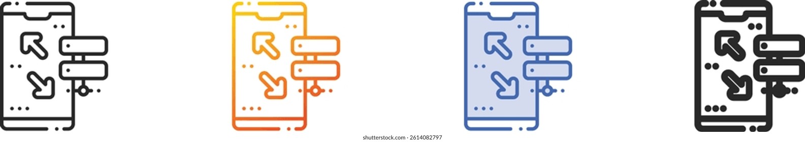 smartphone icon.Thin Linear, Gradient, Blue Stroke and bold Style Design Isolated On White Background