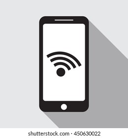 Smartphone icon,vector illustration, long shadow.