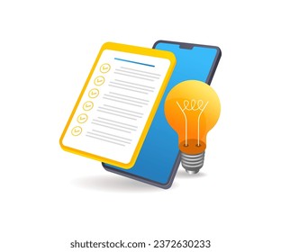 Ilustración plana de lista de comprobación de ideas de Smartphone