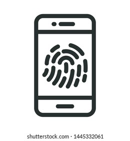 smartphone identification - minimal line web icon. simple vector illustration. concept for infographic, website or app.