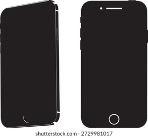 Ilustración de teléfono inteligente que muestra vistas frontales y laterales con una estética limpia y moderna ideal para mostrar la tecnología móvil y los conceptos de diseño.