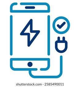 A smartphone illustration featuring a charging symbol, perfect for tech-related graphics and digital content.