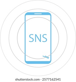 Smartphone illustration of spreading information on SNS