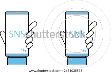 Smartphone illustration of spreading information on SNS
