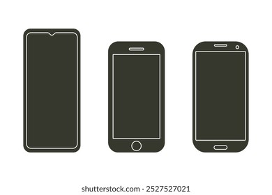 Smartphone illustration, touch screen phone silhouette 