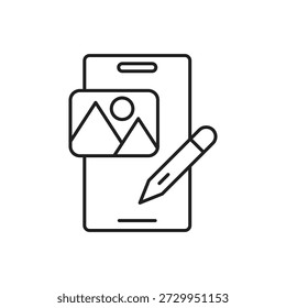 Smartphone com imagem e caneta stylus ferramenta de editor